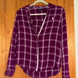 Button up plaid Polo